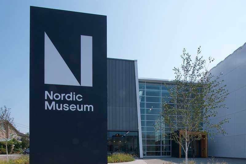 Exterior with sign, Nordic Museum in Seattle, courtesy Frank Fujimoto